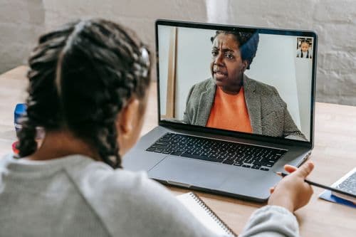 Learner attending a one-to-one online lesson